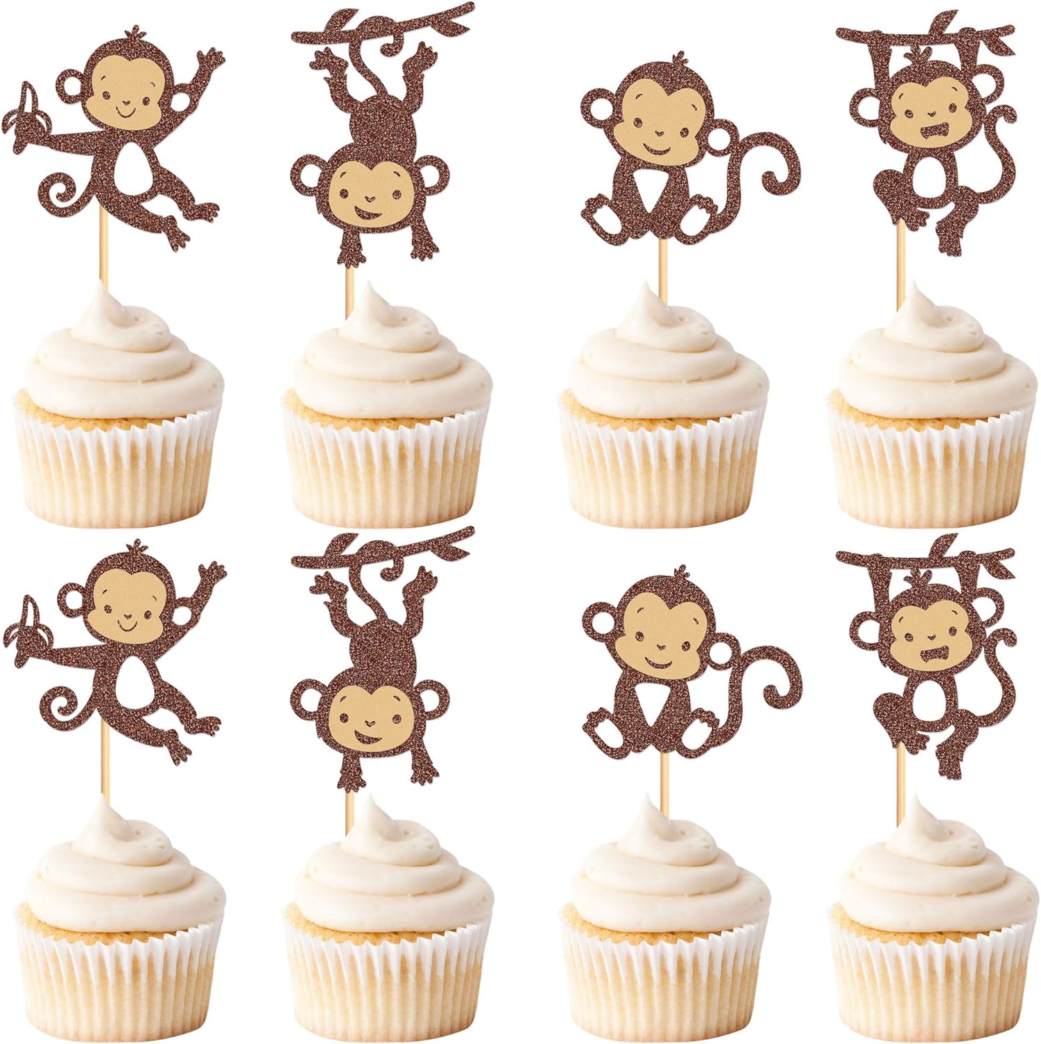 Cyodoos-24Pcs-Monkey-Cupcake-Toppers-for-Forest-Themed-Cupcake-Baby-Shower-Kids-Party-Decorations-90