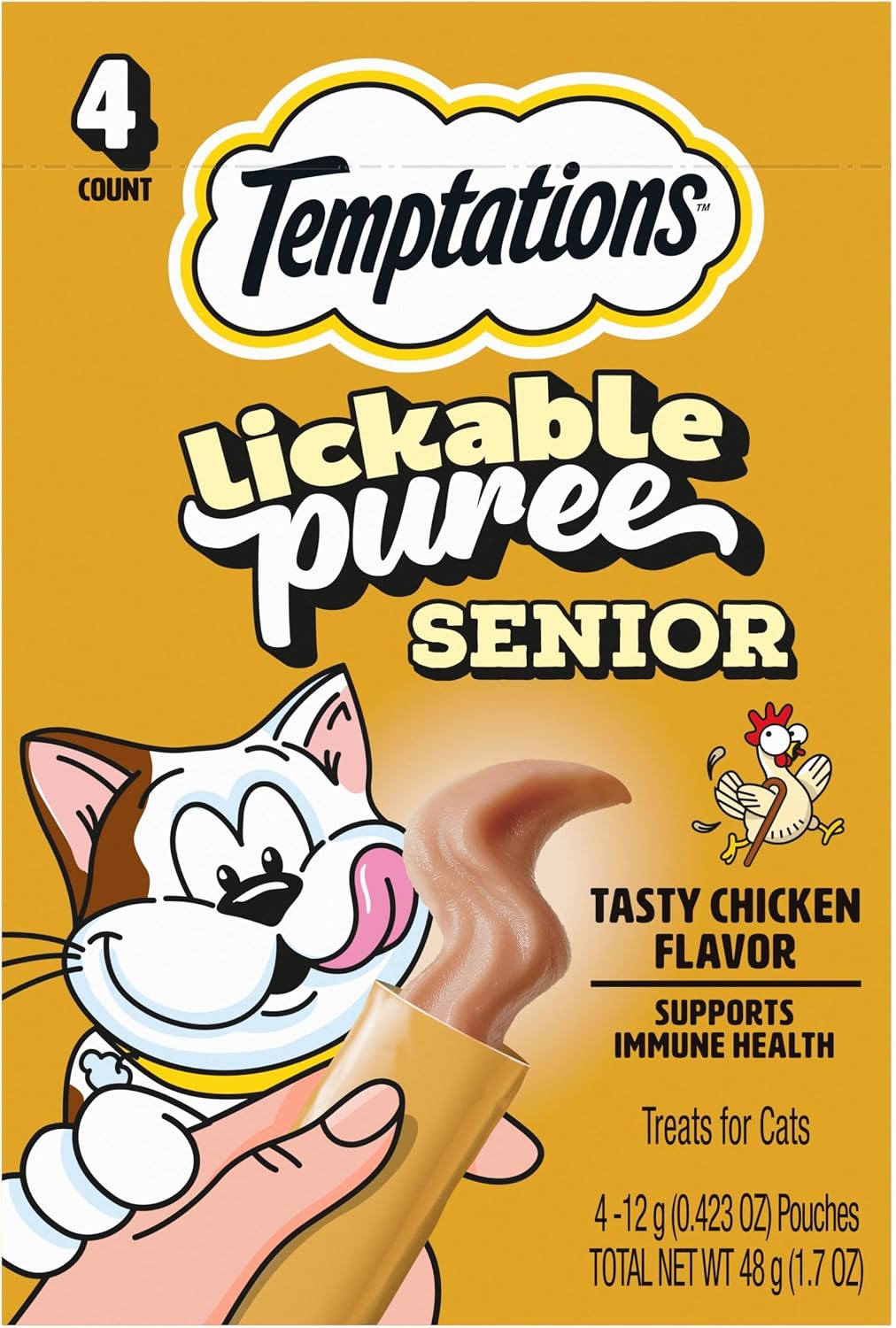 Temptations-Puree-Senior-Cat-Treats-Lickable,-Tasty-Chicken-Flavor,-4-Pouches-(Pack-of-11)-425