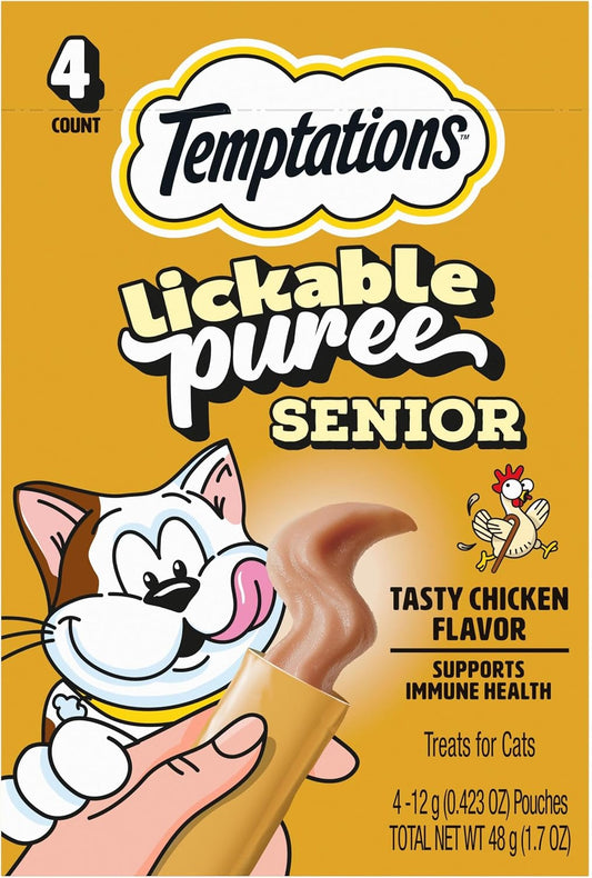 Temptations-Puree-Senior-Cat-Treats-Lickable,-Tasty-Chicken-Flavor,-4-Pouches-(Pack-of-11)-425