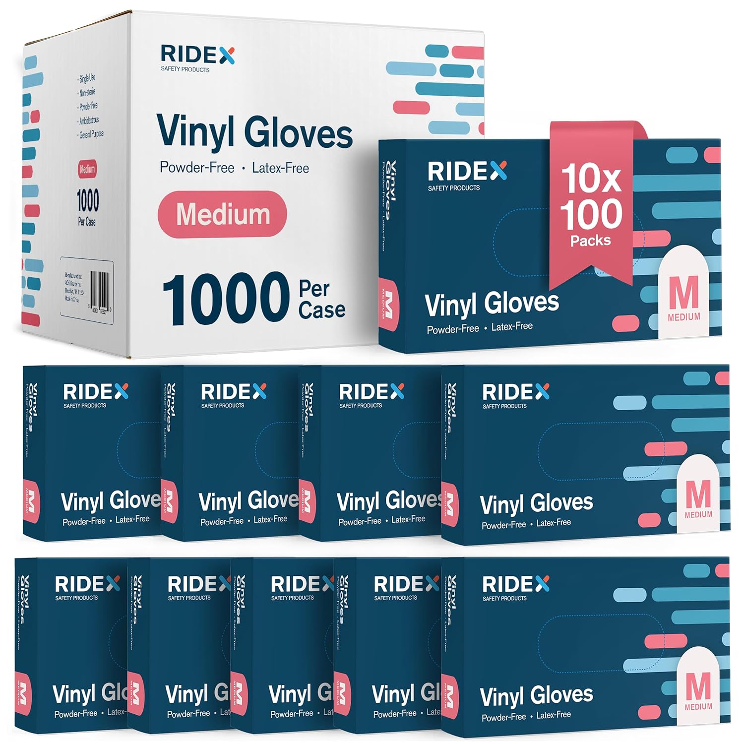 Ridex-Disposable-Gloves-Latex-Free-Clear-Vinyl-Gloves-[1000-Count]-Thick-Powder-Free-3733