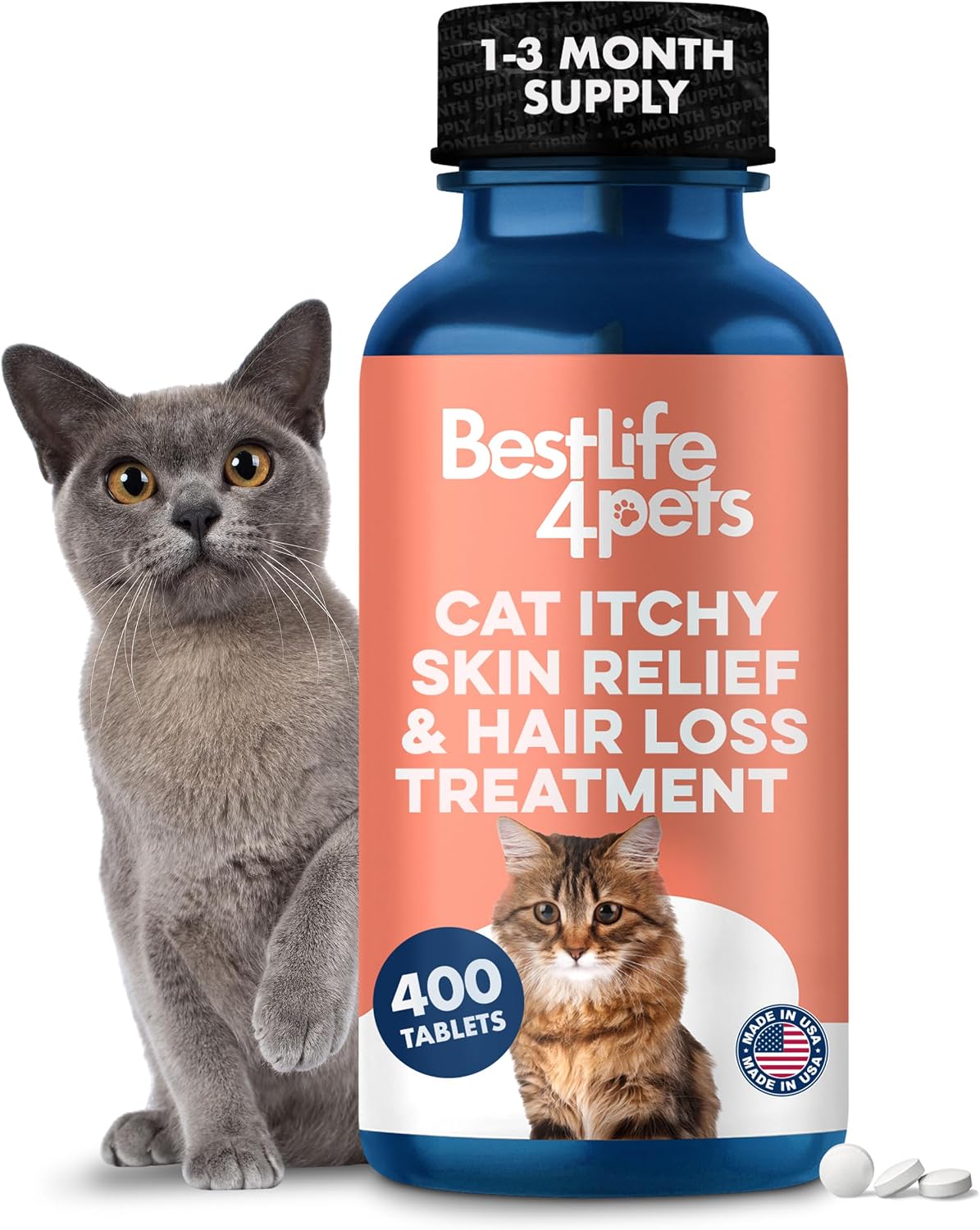 BestLife4Pets-Cat-Itchy-Skin-Relief-&-Hair-Loss-Treatment---400-Pills-|-1389