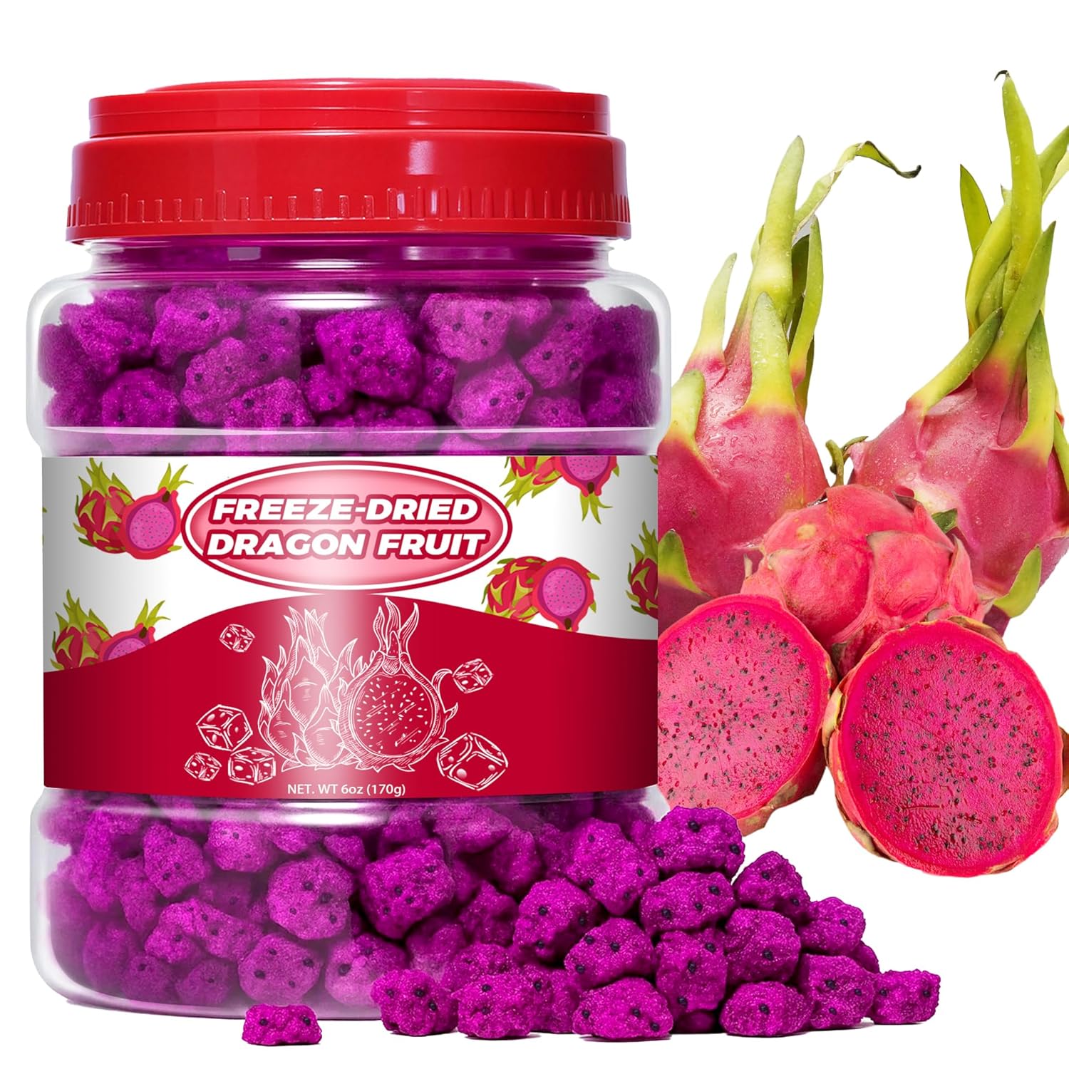 6oz-Freeze-Dried-Dragon-Fruit-Pieces,170g-Dragon-Fruit-Chunks-for-Smoothies,-Baking,-Breakfast-Pink-342