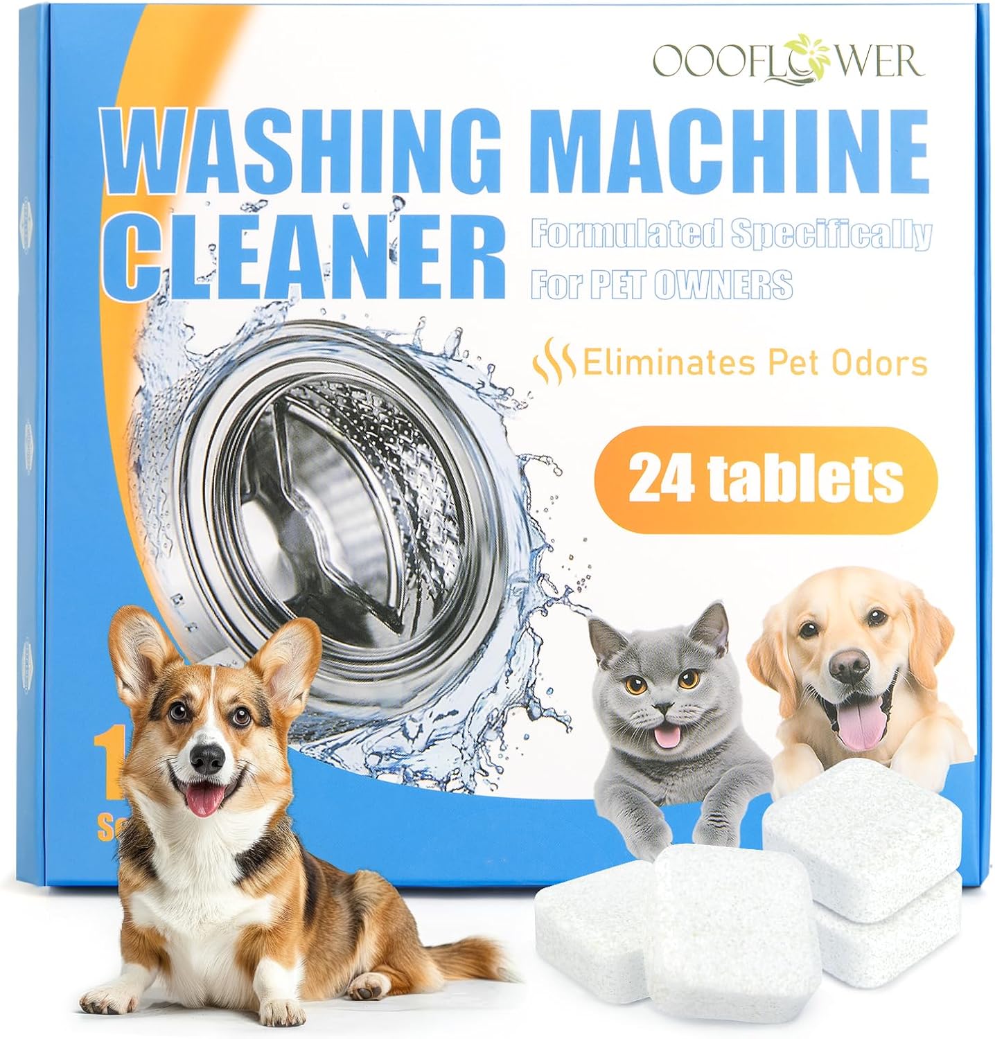 24PC-Washing-Machine-Cleaner-Tablets,-Formulated-for-Pet-Owners,-Pet-Hair-Remover,-167