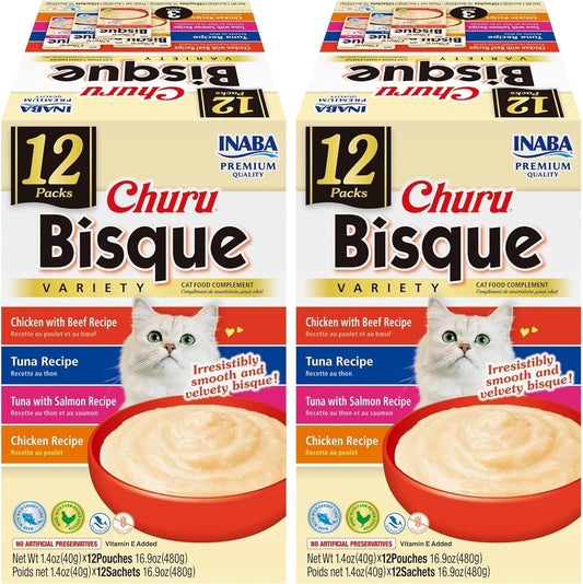 INABA-Churu-Bisque-for-Cats,-Creamy-Lickable-Purée-Side-Dish-with-E,-Ounces-Pouch,485