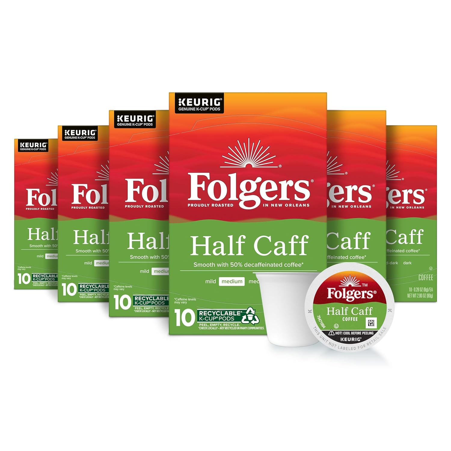 Folgers-Half-Caff-Medium-Roast-Coffee,-Keurig-K-Cup-Pods,-10-Count-Boxes-(Case-2820