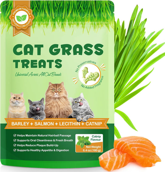 180g/6.4oz-Cat-Grass-Treats-for-Hairball-Control,-Natural-Teeth-Cleaning-&-Fresh-Breath,-Crunchy-406