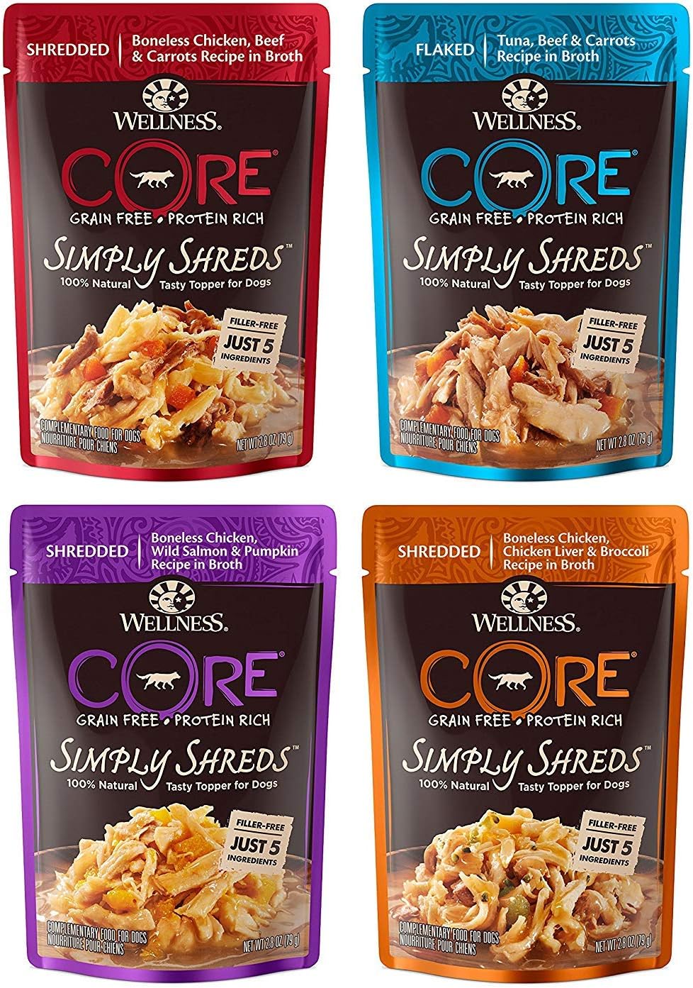 Wellness-CORE-Simply-Shreds-Natural-Grain-Free-Wet-Dog-Food-Toppers-Variety-Pack,-1361