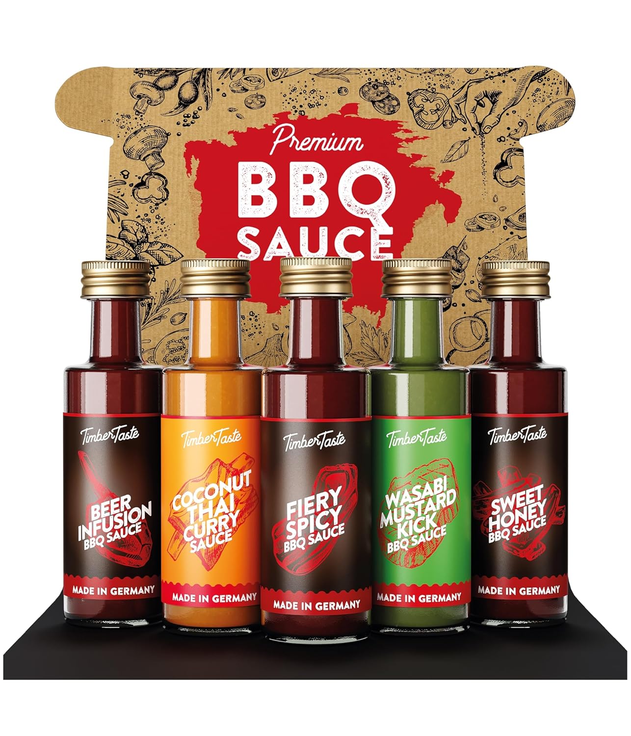 TIMBER-TASTE®-Exotic-BBQ-Sauce-Gift-Set-for-Men-[5x40-ml]---49