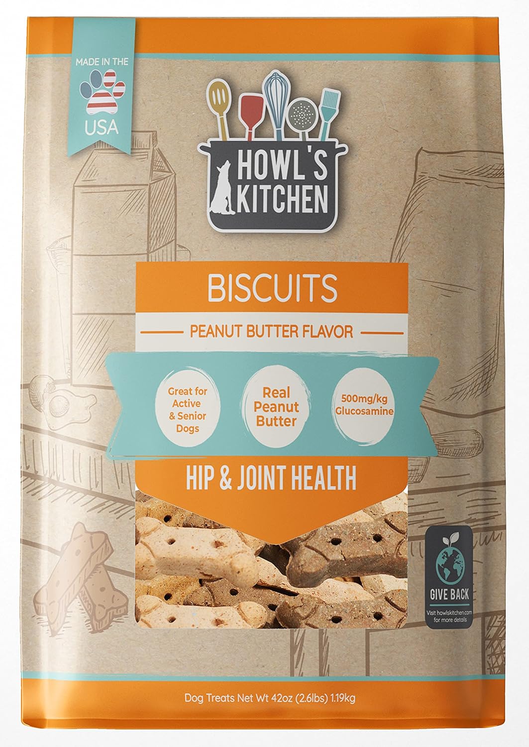 Howl's-Kitchen-Biscuits,-12-oz-Bag,-1-Count,-Peanut-Butter-Flavor,-and-493