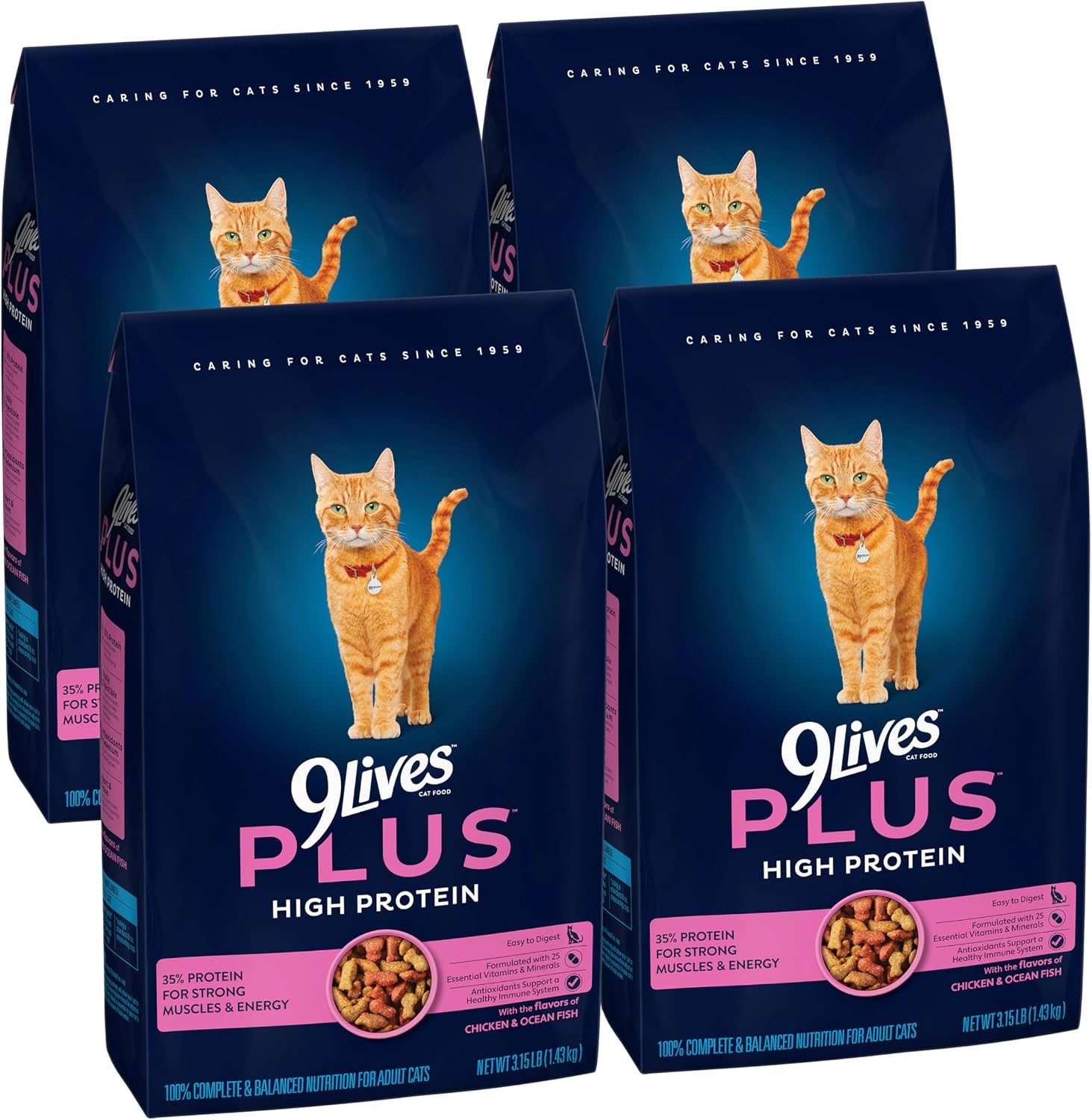 9Lives-Plus-High-Protein-Dry-Cat-Food,-3.15-lb.-Bag-(Pack-of-4)-974