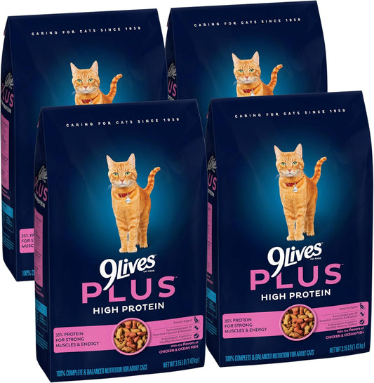 9Lives-Plus-High-Protein-Dry-Cat-Food,-3.15-lb.-Bag-(Pack-of-4)-974