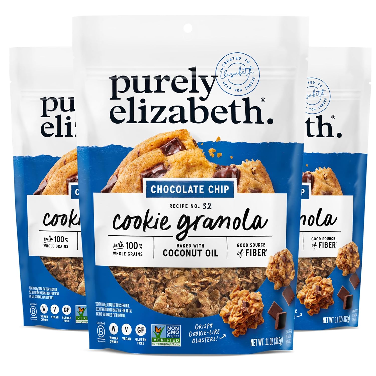 Purely-Elizabeth,-Cookie-Granola,-Chocolate-Chip,-11oz-Bag-(3-Pack)-------1702