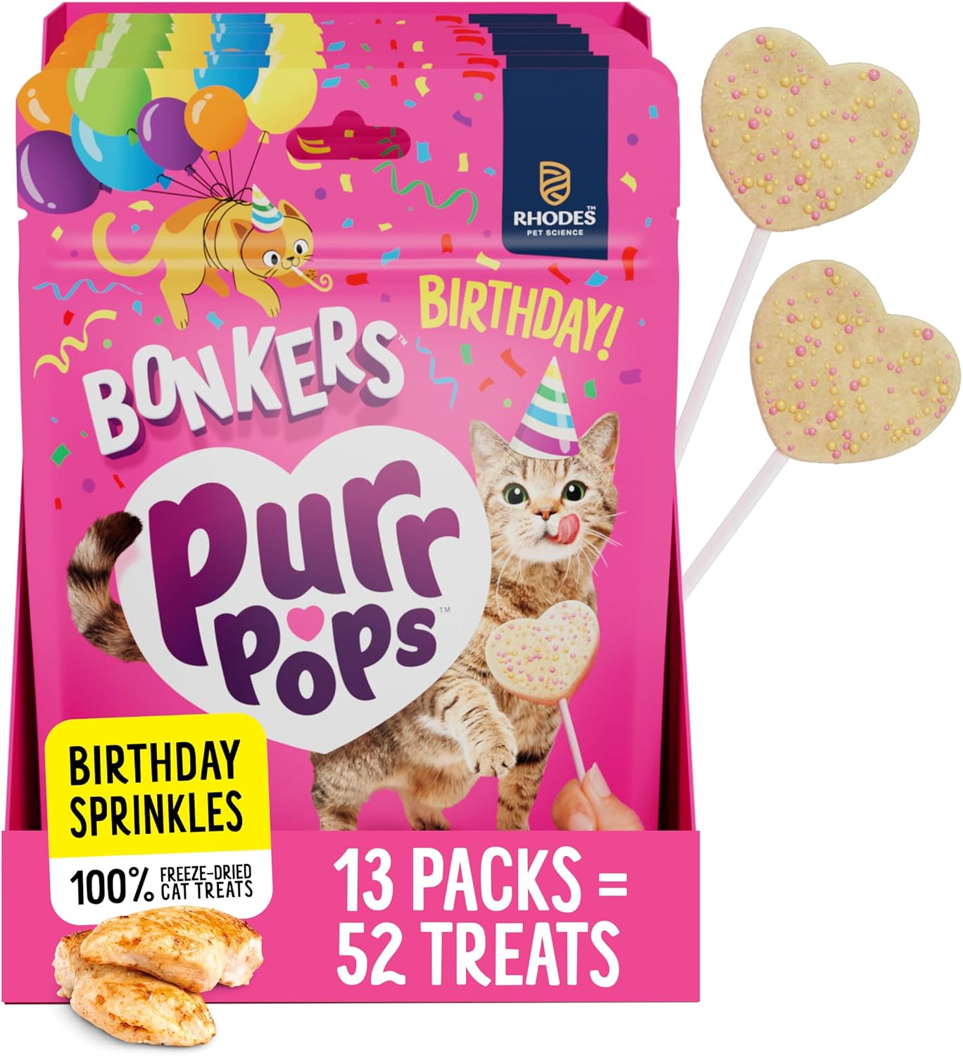 Bonkers-Purrpops-Birthday-Edition-Freeze-Dried-Chicken-Flavored-Lollipop-Treats-for-Cats,-4-Pieces-(Pack-453