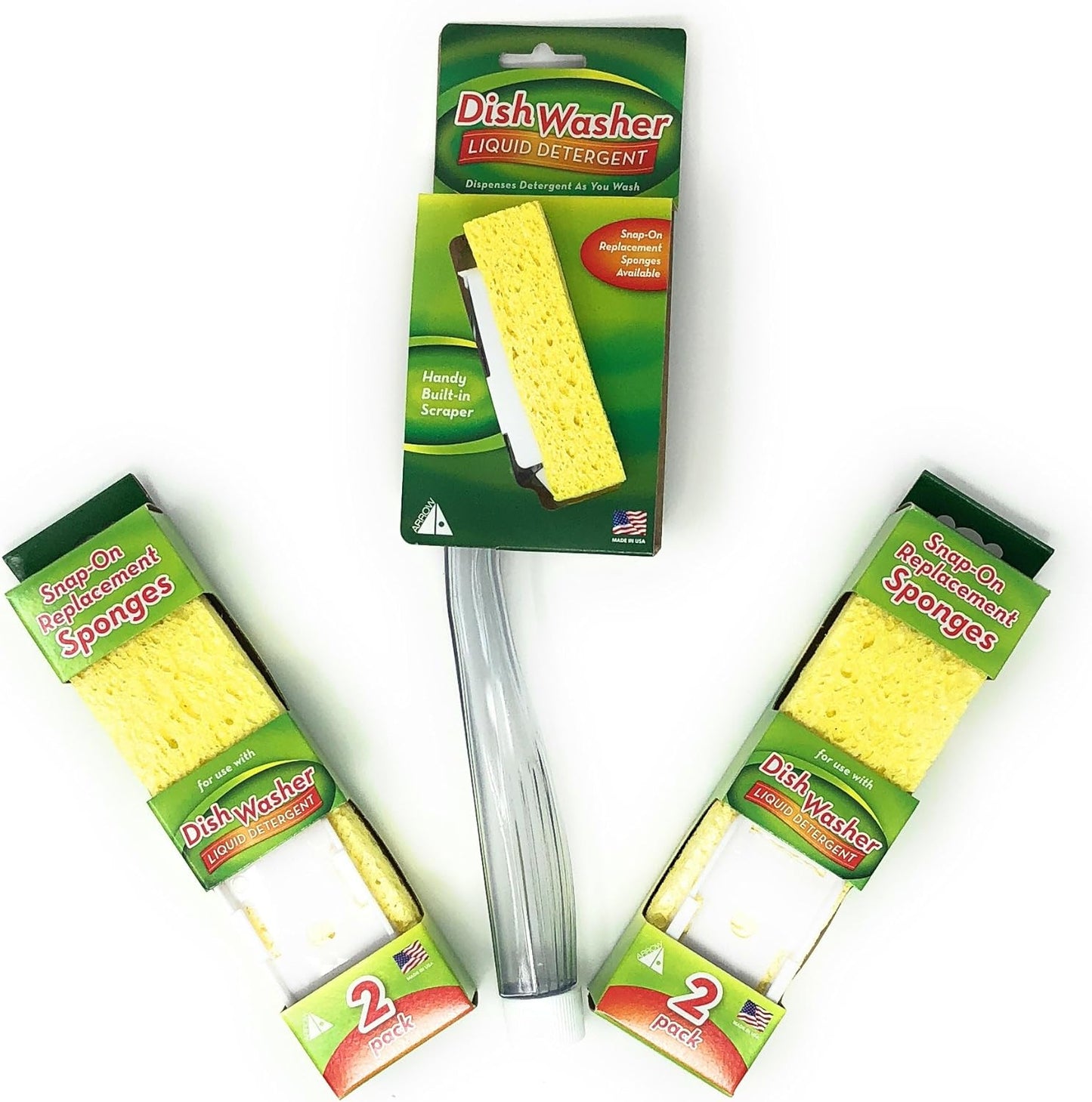 Arrow-Home-Products-Dish-Sponge-w/Soap-Dispenser-Handle-&-4-3407