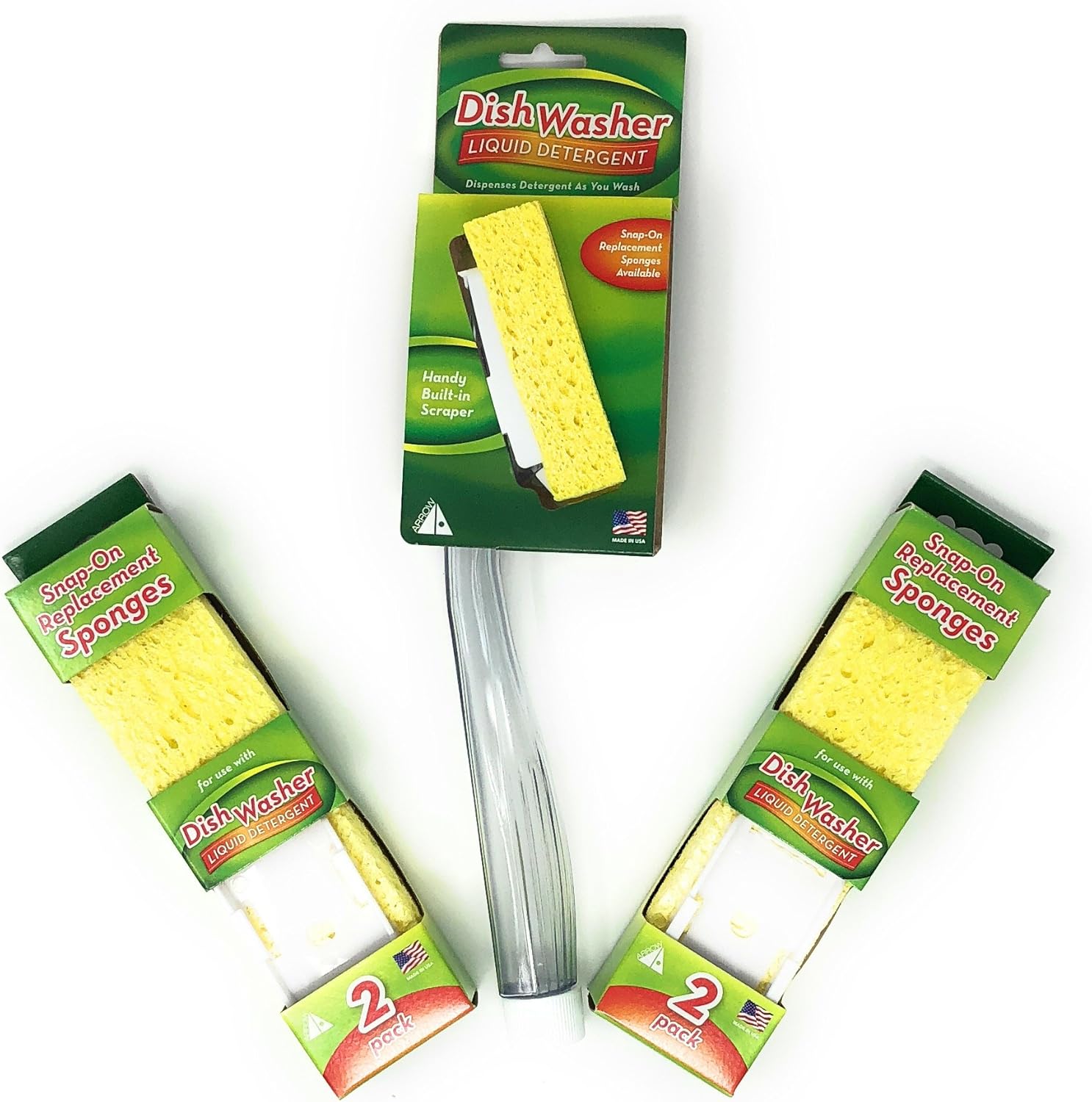 Arrow-Home-Products-Dish-Sponge-w/Soap-Dispenser-Handle-&-4-3407