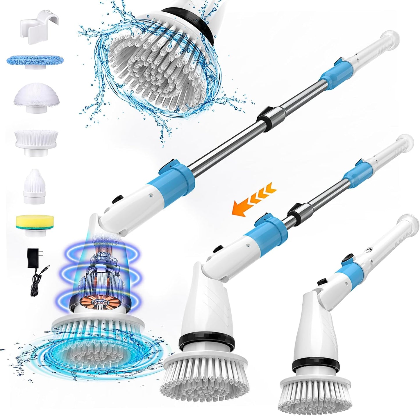 Electric-Spin-Scrubber,-Shower-Cleaner-Brush-with-5-Replaceable-Cleaning-656