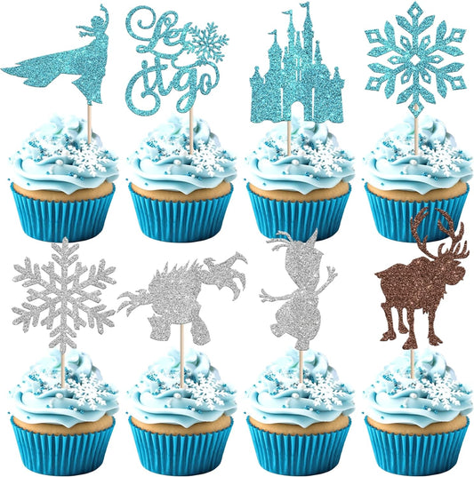 24-PCS-Snowflake-Cupcake-Toppers-Glitter-Winter-Frozen-Theme-Snowflake-Castle-Deer-Cupcake-for-1178