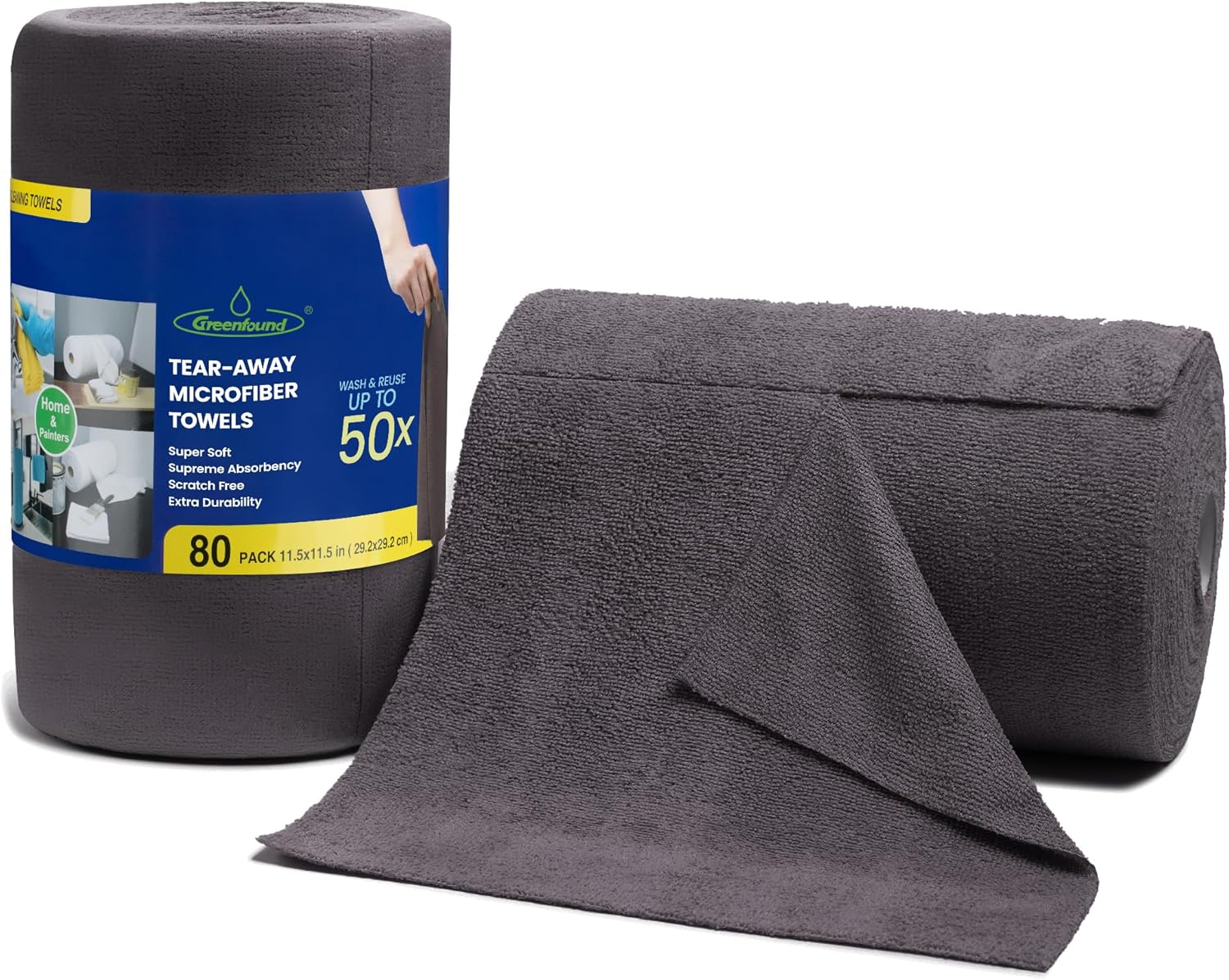 Greenfound-Microfiber-Cleaning-Cloth-Roll--80-Pack,-11.5x11.5,-Tear-Away-2405
