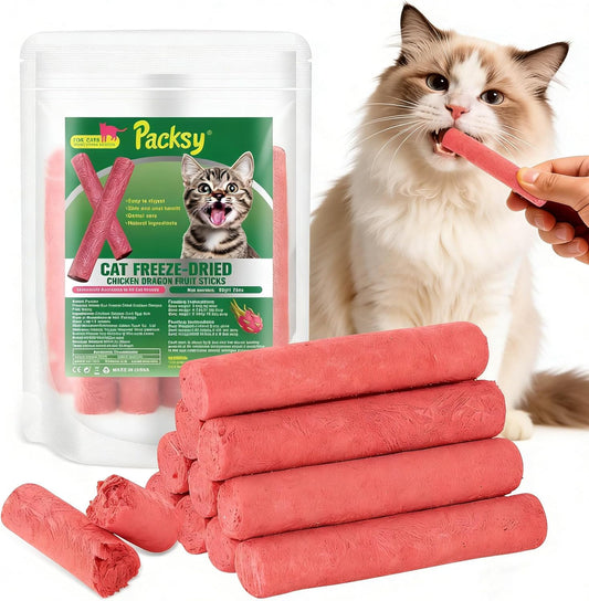 50g/1.75oz-Freeze-Dried-Chicken&Dragon-Fruit-Cat-Treats,Grain-Free,High-Protein-Snack-Sticks-for-Picky-Cats,Delicious&Nut---77