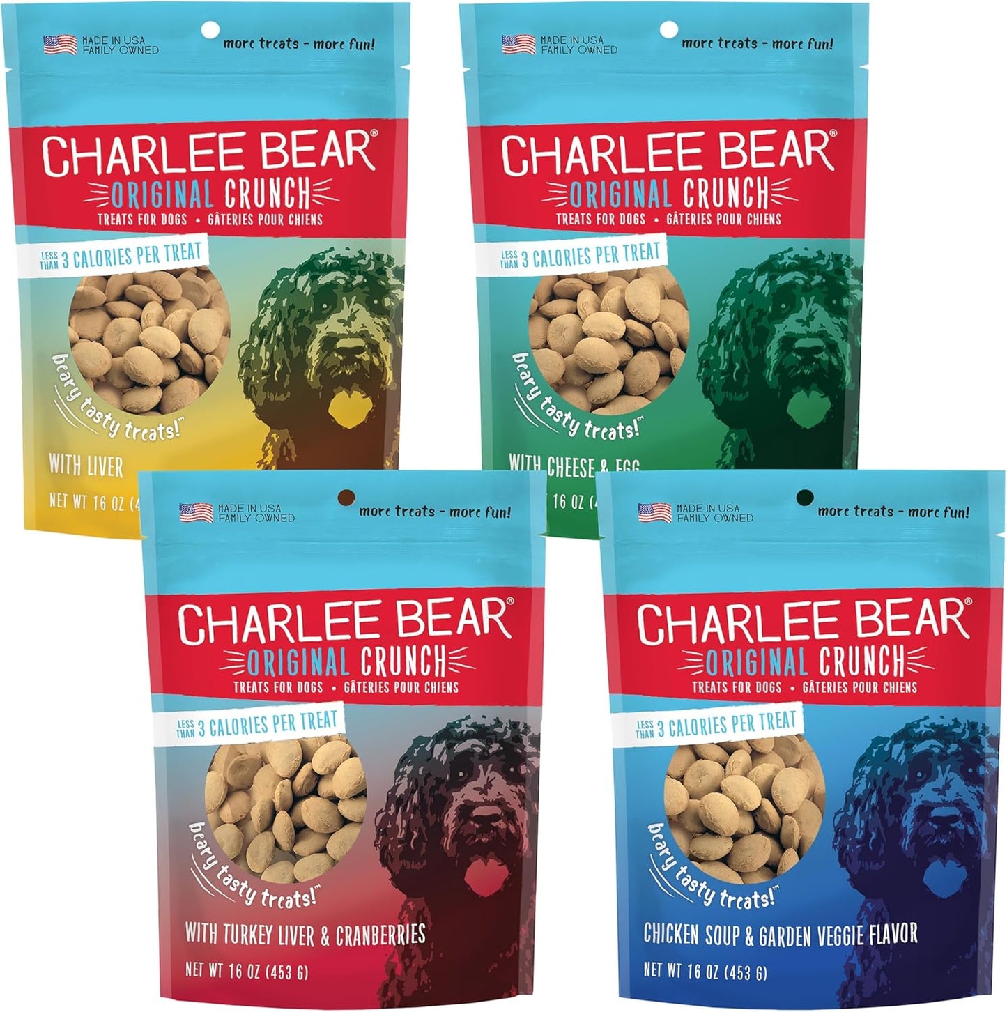 Charlee-Bear-Original-Crunch-Dog-Training-Treats,-4-Flavor-Variety-Pack,-Calories-2599