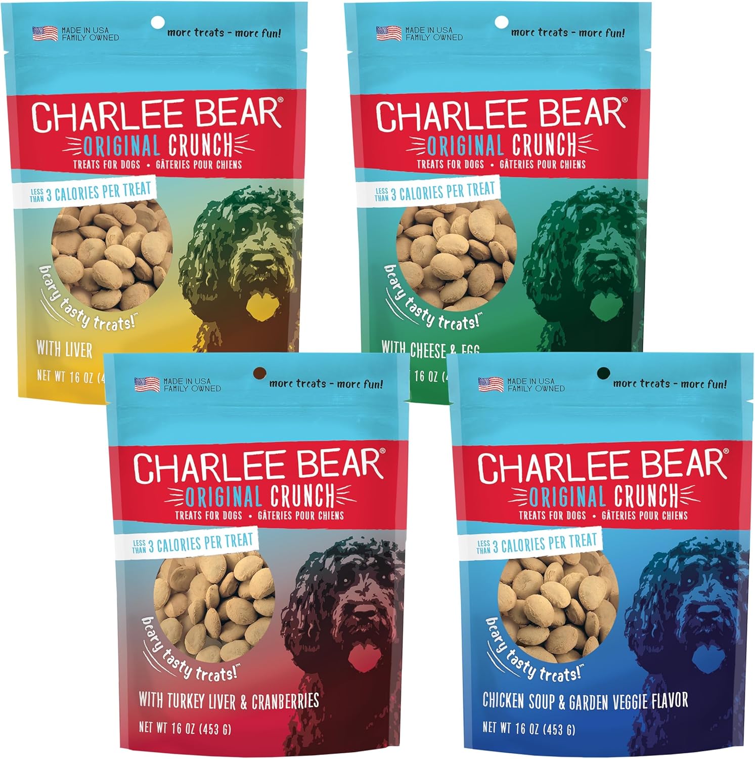 Charlee-Bear-Original-Crunch-Dog-Training-Treats,-4-Flavor-Variety-Pack,-Calories-2599