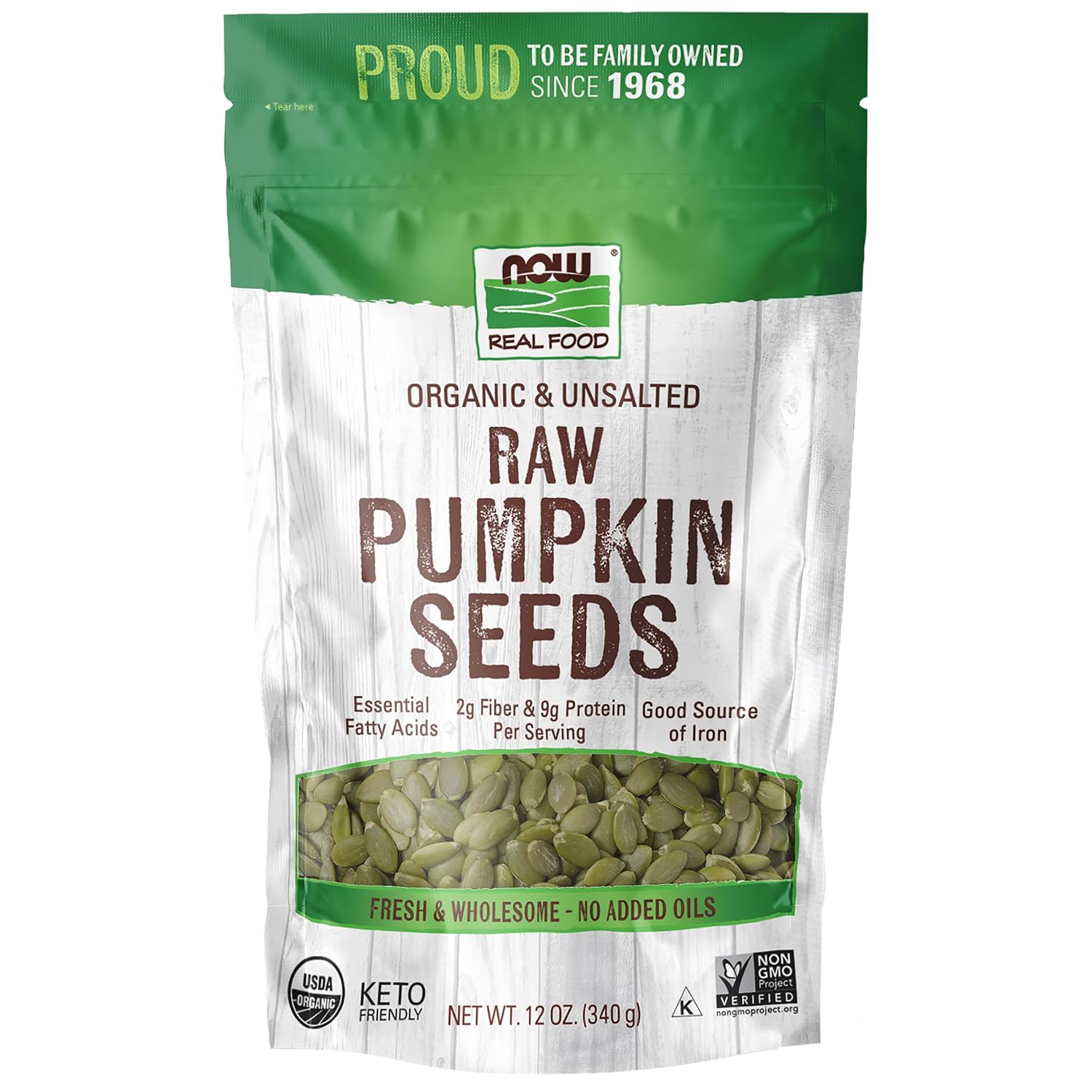 NOW-Foods,-Organic-Pumpkin-Seeds,-Raw-and-Unsalted,-Excellent-Source-of--Protein-and-Iron,-Non-GMO,-2517