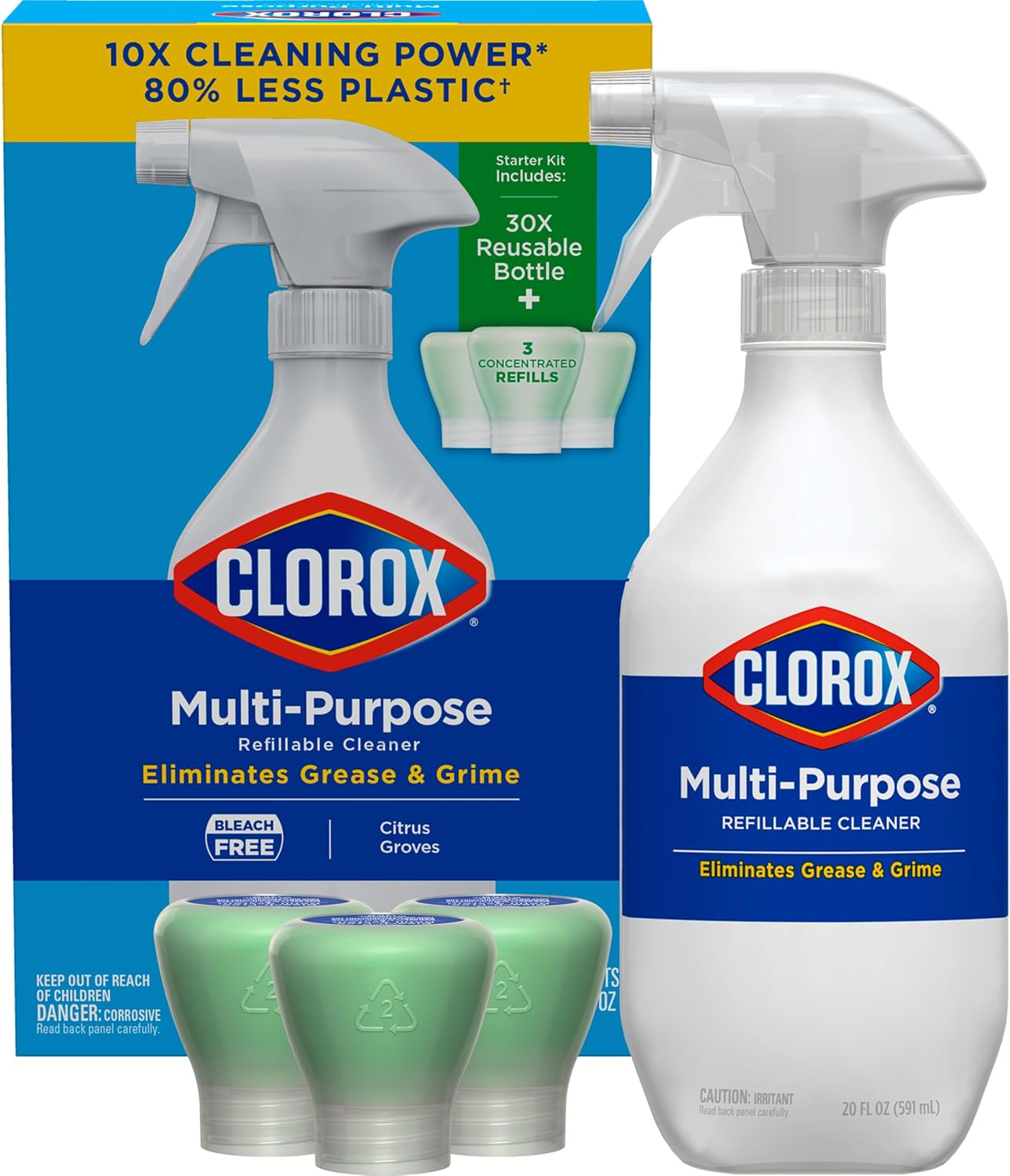 Clorox-Multi-Purpose-Spray-Starter-Kit-3x1.125fo,-Household-Essentials,-Concentrated-Refill-3214