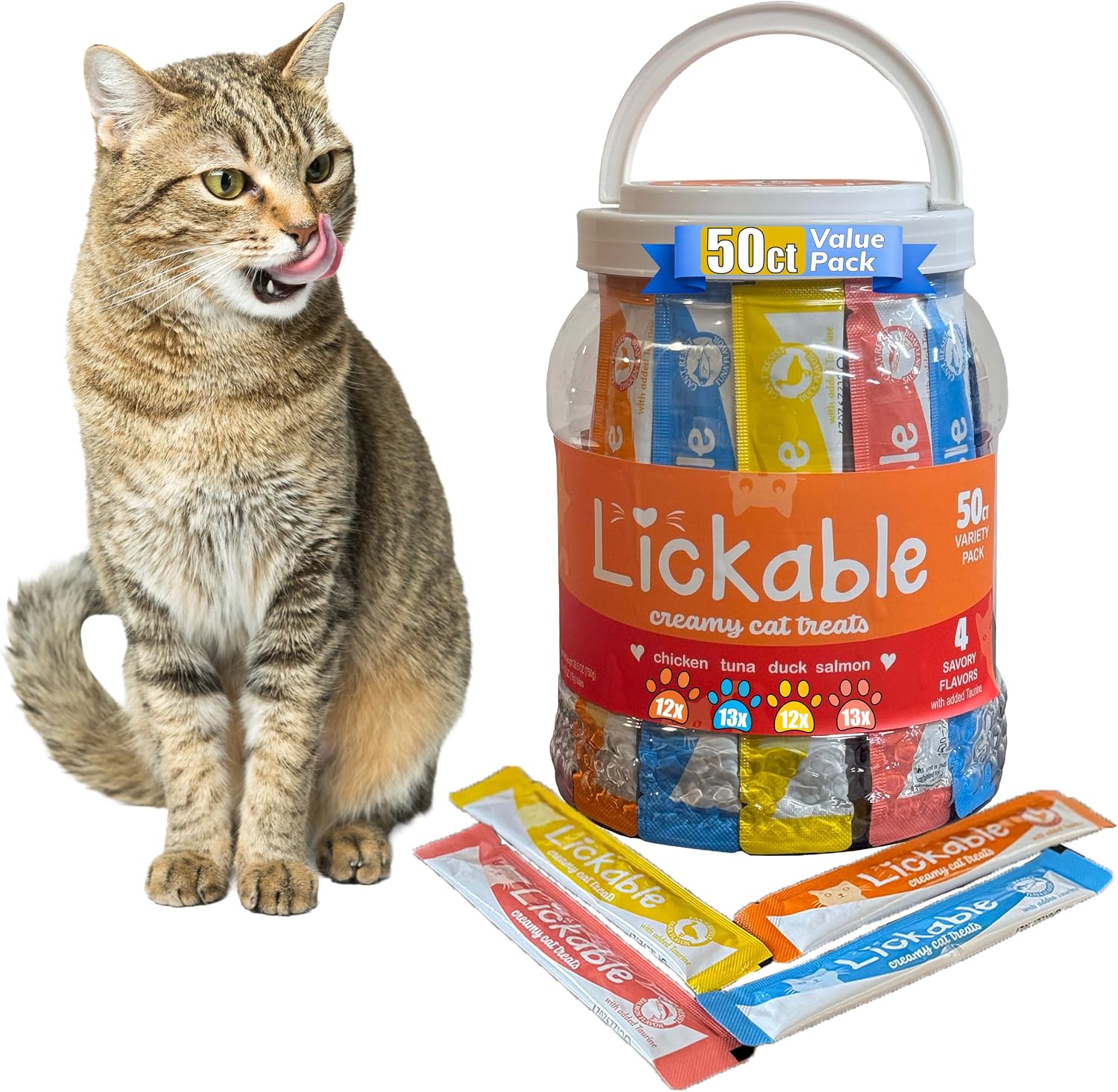 Fieldcrest-Farms-Lickable-Cat-Treats,-50-Count-Variety-Pack-|-Chicken,-Tuna,-Duck,-Salmon,-542