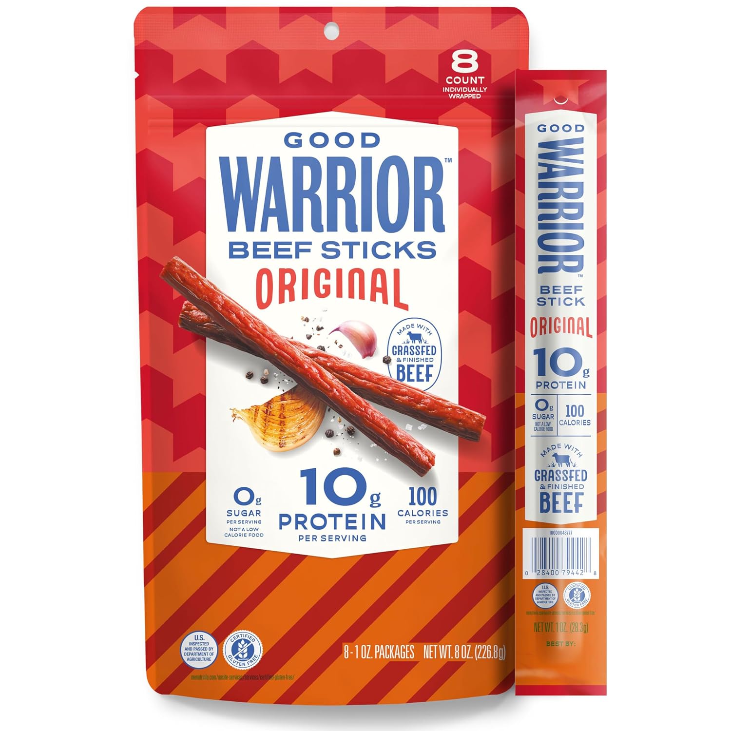 Good-Warrior-Beef-Sticks,-Original,-1-oz-Sticks-(8-Count),-10g--Protein,-100-Calories,-Sugar,-1264
