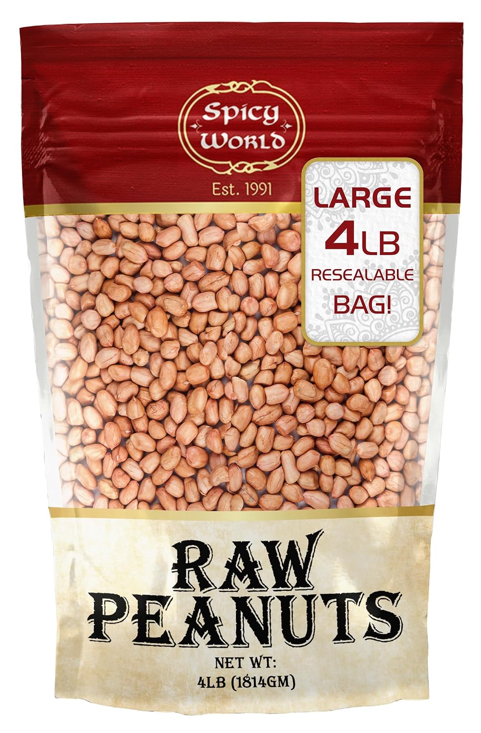Spicy-World-Peanuts-Raw-Whole-With-Skin-4-LB-Jumbo-Bag--(64oz)-|-Uncooked,-All-846