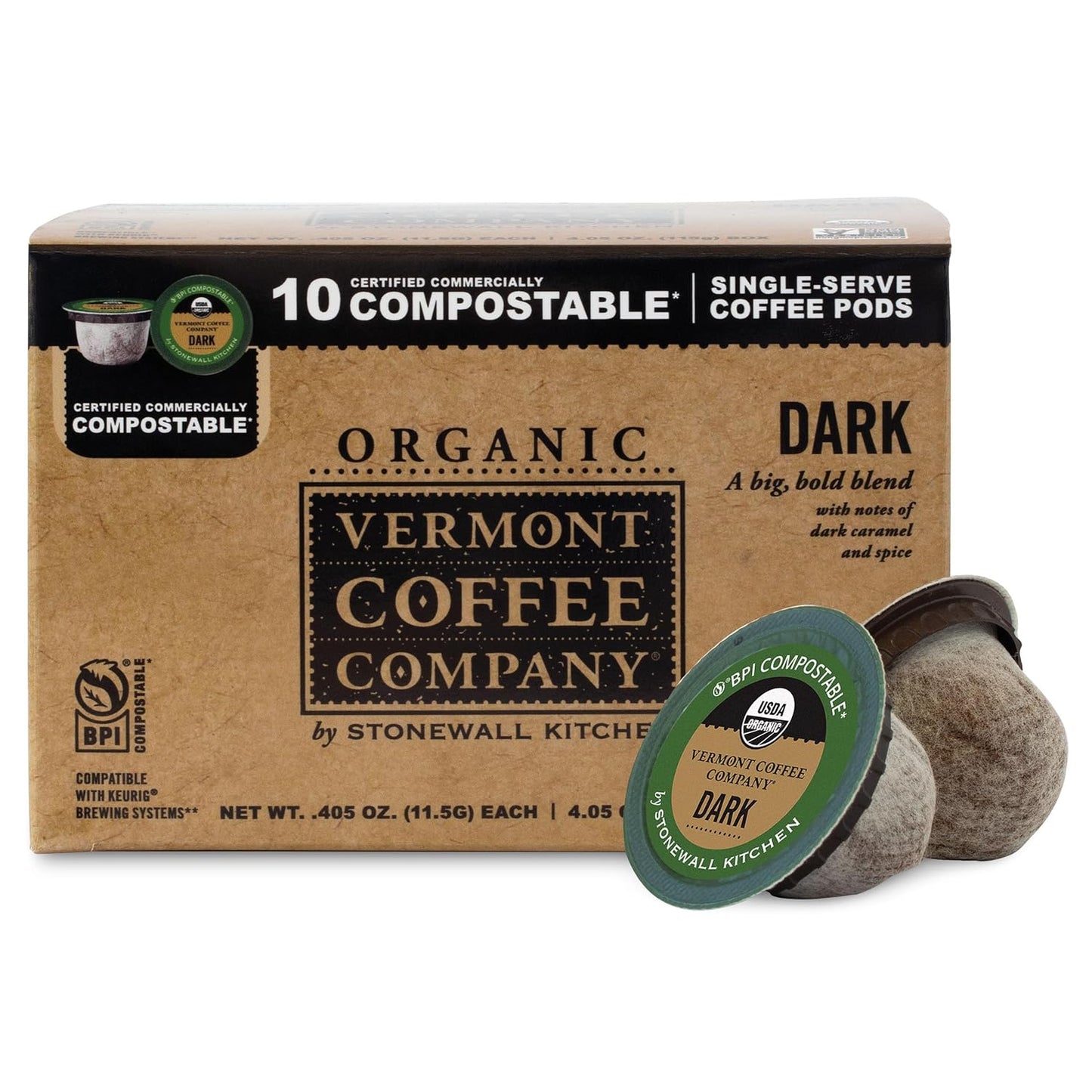 Vermont-Coffee-Company,-Café-orgánico-tostado-oscuro,-cápsulas-de-café-compostables-una2727