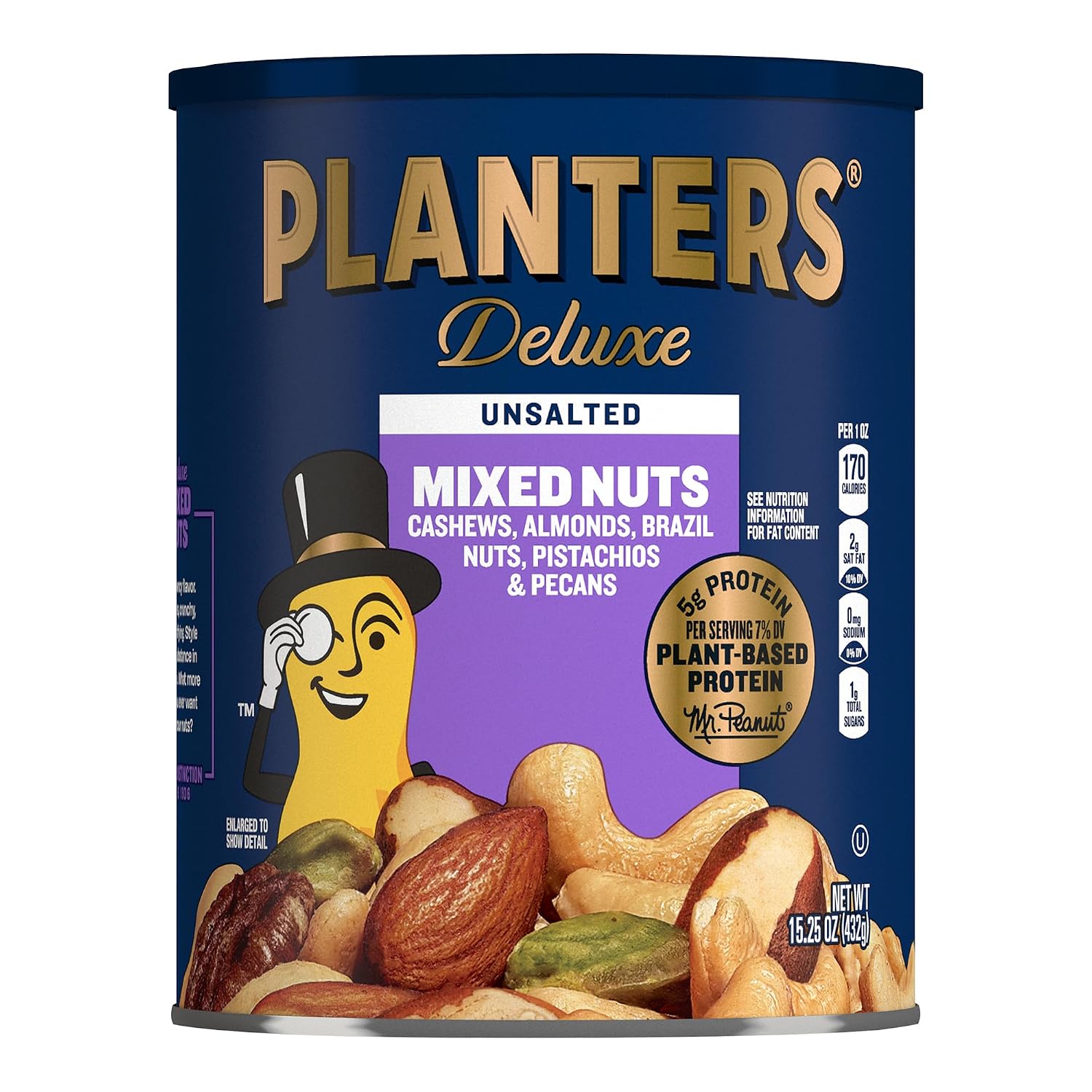 PLANTERS-Deluxe-Unsalted-Mixed-Nuts,-Plant-Based-Protein,-15.25-Oz-(1--Ct)-|-Mixed-Cashews,-1865