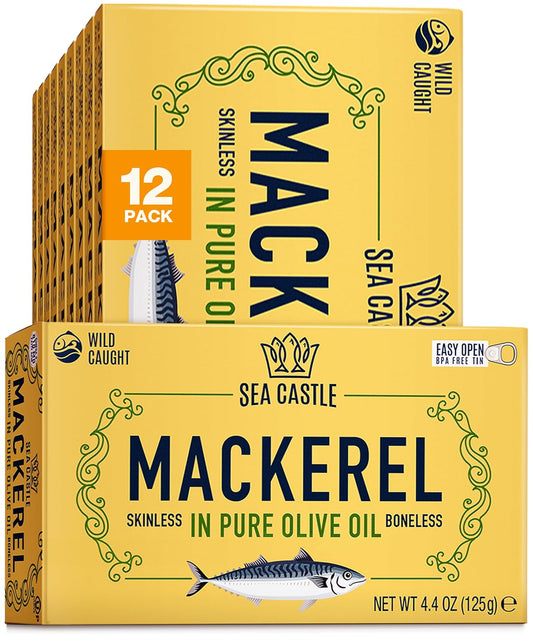 Sea-Castle-Mackerel-in-Olive-Oil,-4.4oz-(12-Pack)-|-Skinless-&-Boneless-702