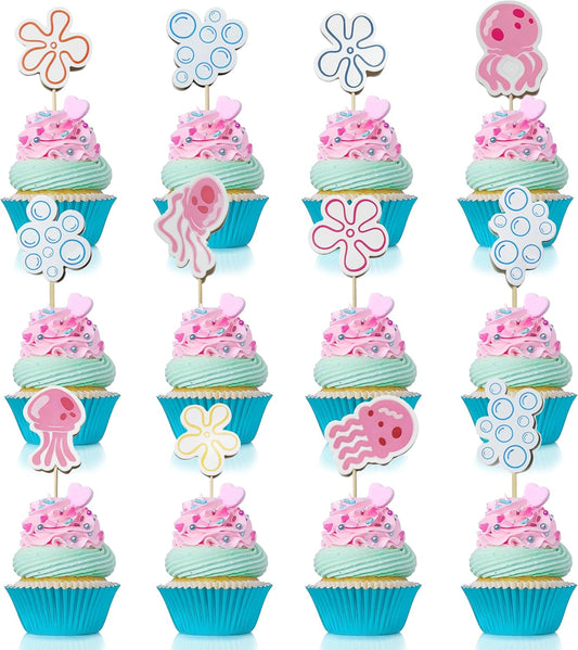 24-PCS-Jellyfish-Bubbles-Flowers-Cupcake-Toppers-3299
