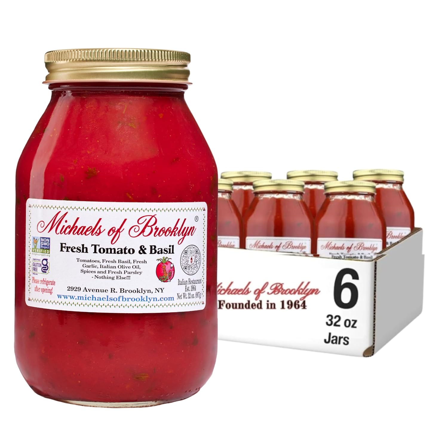 Michaels-Of-Brooklyn,-Salsa,-albahaca-de-tomate,-paquete-de-602