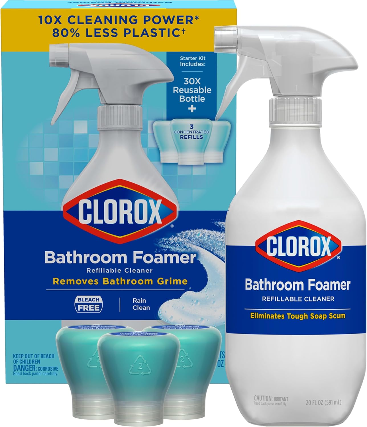 Clorox-Bathroom-Foamer-Refillable-Cleaner,-Household-Essentials,-1-Bottle-and-2606