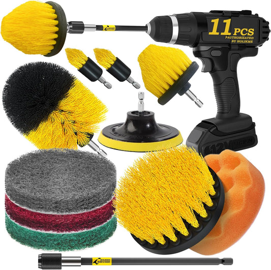 Holikme-11-Piece-Drill-Brush-Attachment-Set-Scouring-Pads-Power-5205
