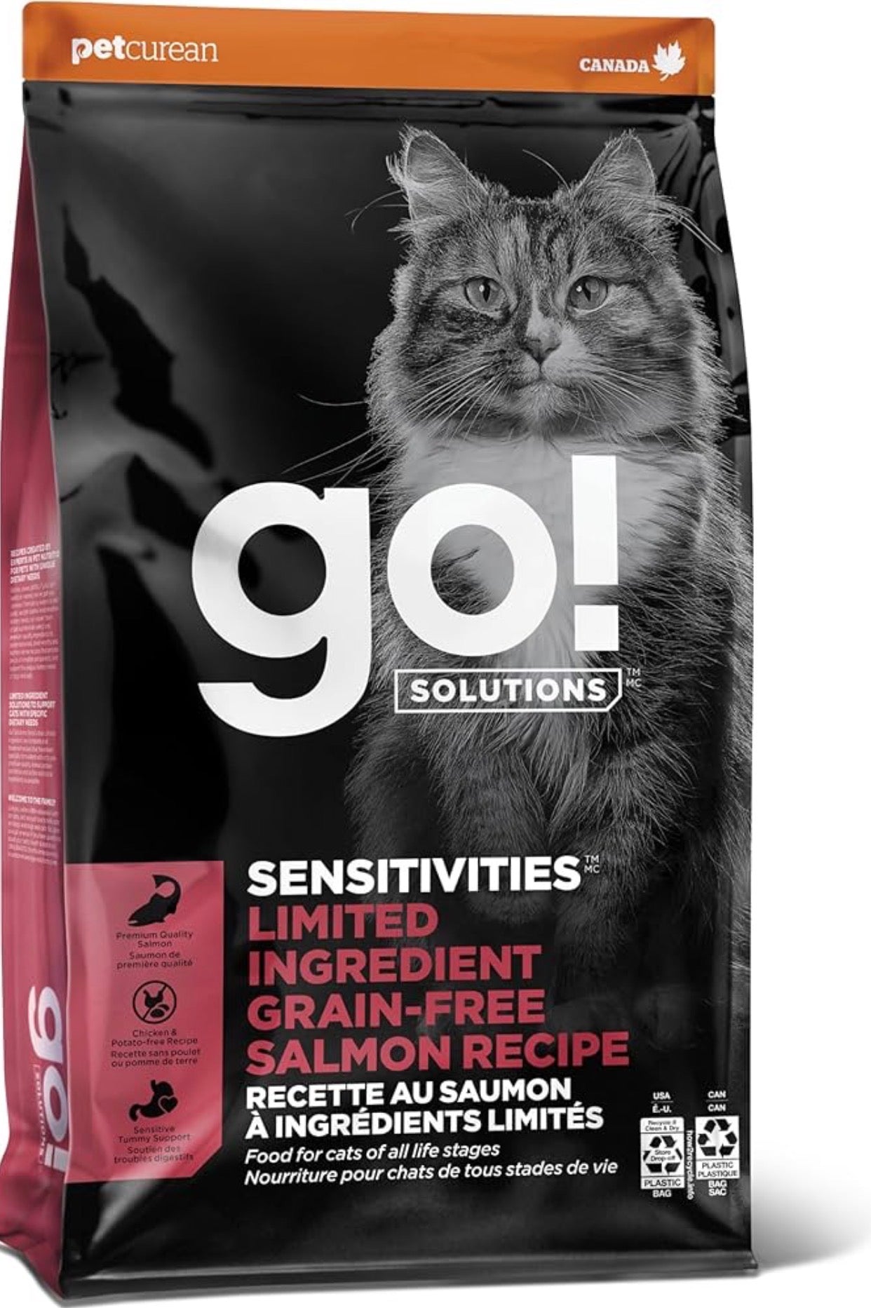 Go! Solutions Sensitivities - Alimento seco para gatos sin granos de salmón con ingredientes limitados