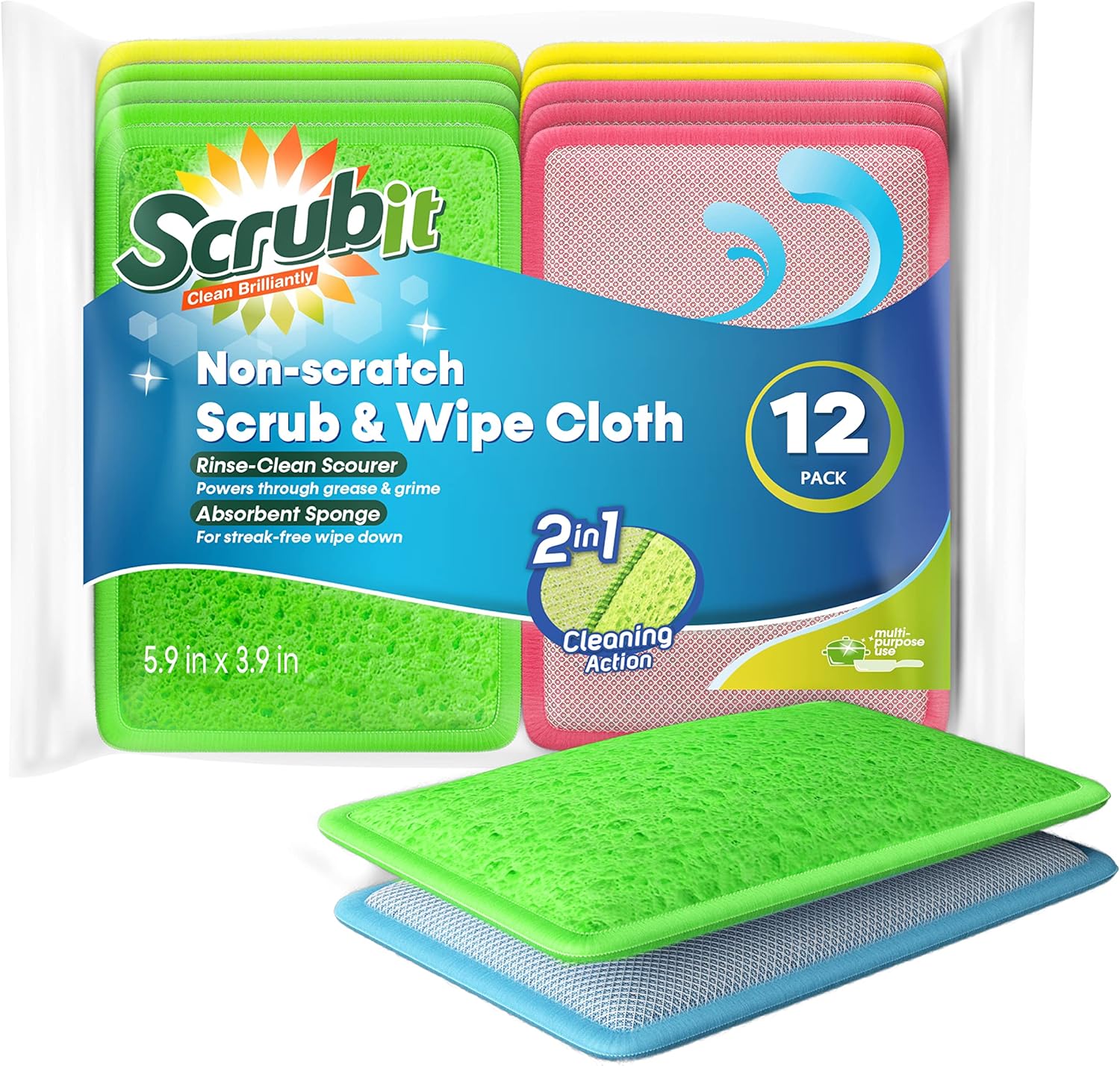 SCRUBIT---[12-Pack]-Scrub-and-Wipe-Cleaning-Pads-–-2840