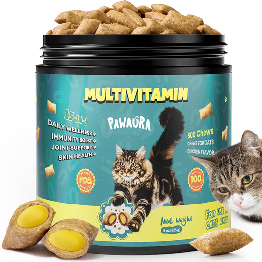 Cat-Multivitamin-Treats-with-Taurine,-500-Chews-for-All-Ages-|-Crunchy-&-624