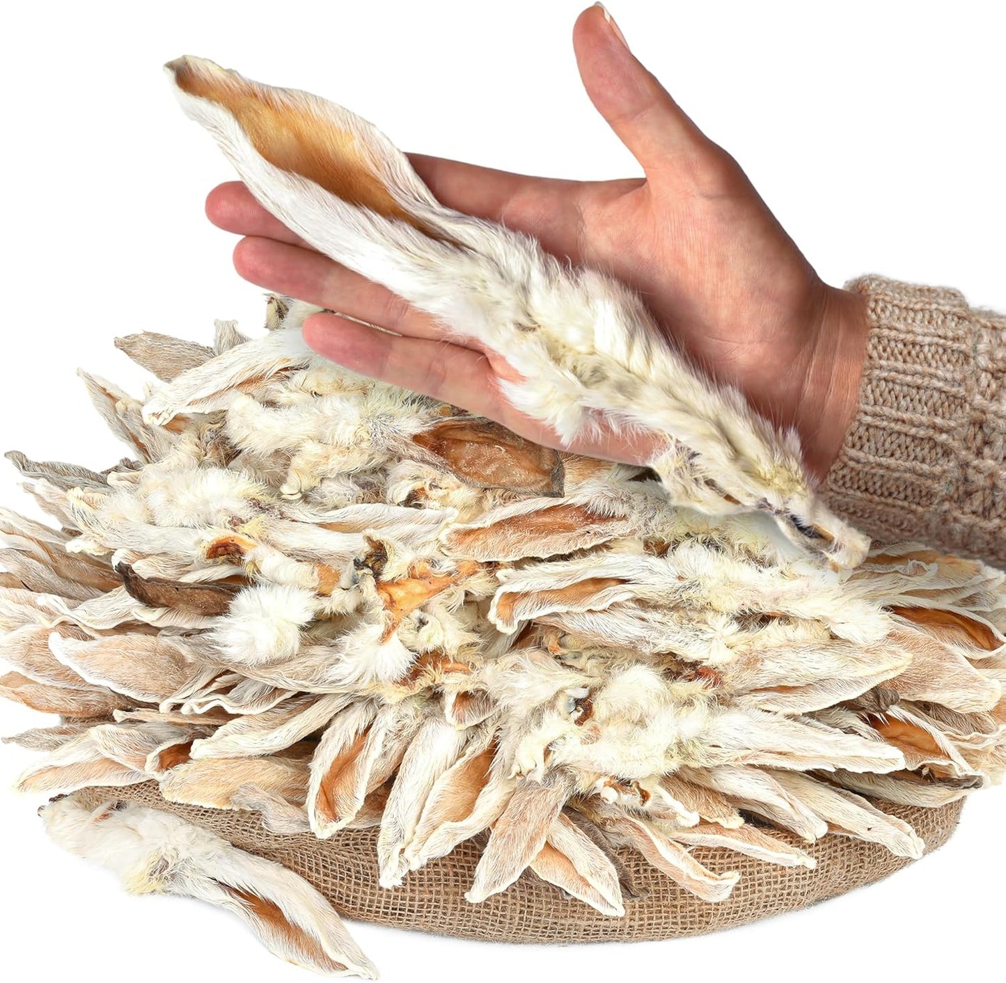Rabbit-Ears-with-Fur-Dog-Treats-(200-pcs)|-All-Natural,-Hypoallergenic,-Dehydrated-|-1130