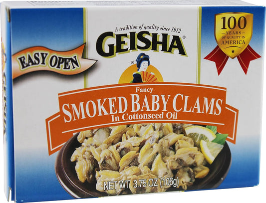 Smoked-Baby-Clams-in-Oil,-Wild-Caught-(Pack-of-3),-3.75-oz-Tin-493