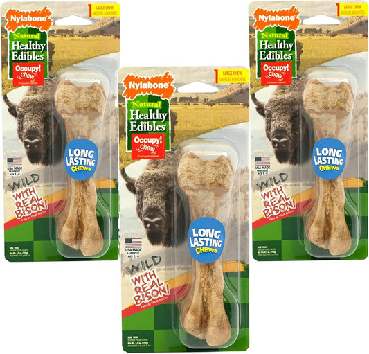 (3-Pack)-Nylabone-Healthy-Edibles-Wild-Bison-Dog-Treat-Bones---Large,-44