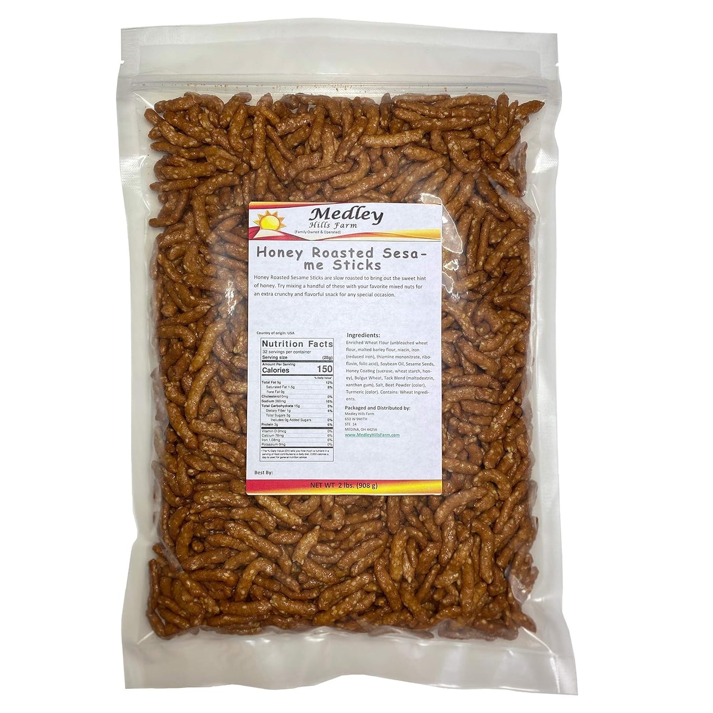 Honey-Roasted-Sesame-Sticks-Sesame-Sticks-2-Lbs-Bulk-Delicious-&--Fresh-Snack-Made in the USA--996