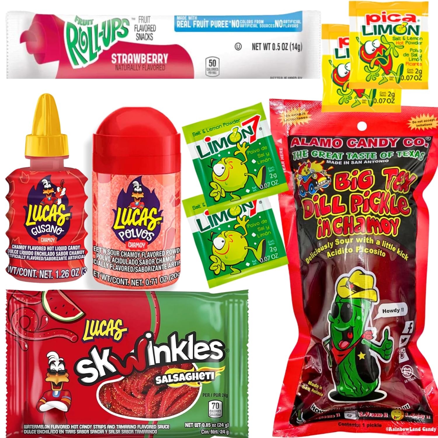 Tiktok-Chamoy-Pickle-Kit-With-Fruit-Roll-up-&-Mexican-Candy---Includes--Lucas-Gusano,-Skwinkles-&-374