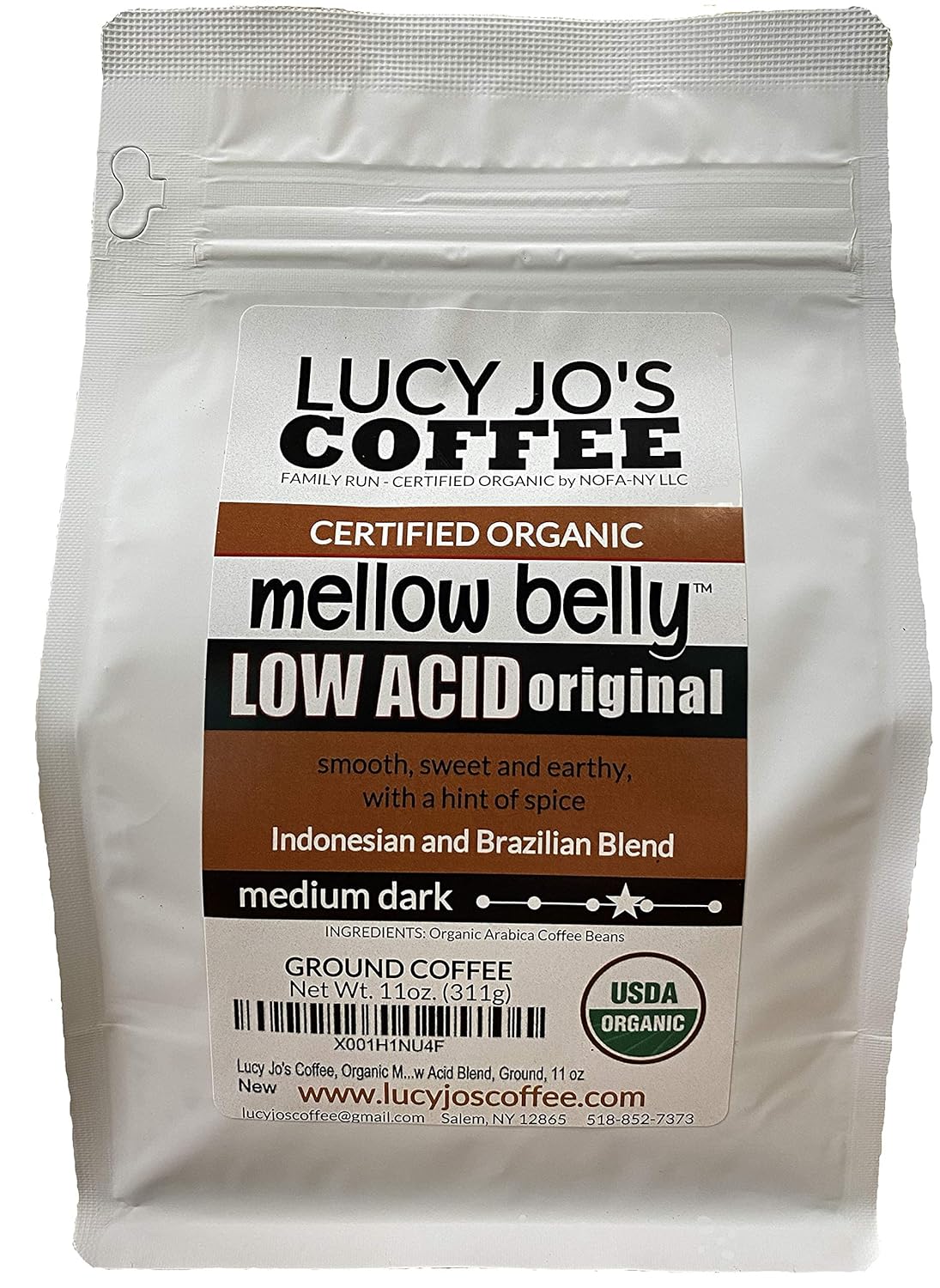 Lucy-Jo's-Coffee-Roastery,-Organic-Mellow-Belly-Low-Acid-Blend,-Medium-Dark,-Ground,-2758