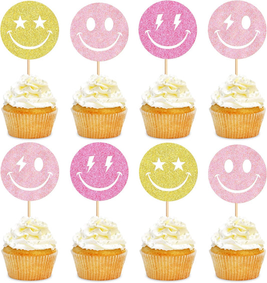Cyodoos-24-Pcs-Smile-Face-Cupcake-Toppers-Selected-Smile-Expression-Pack-for-and-Paper-529