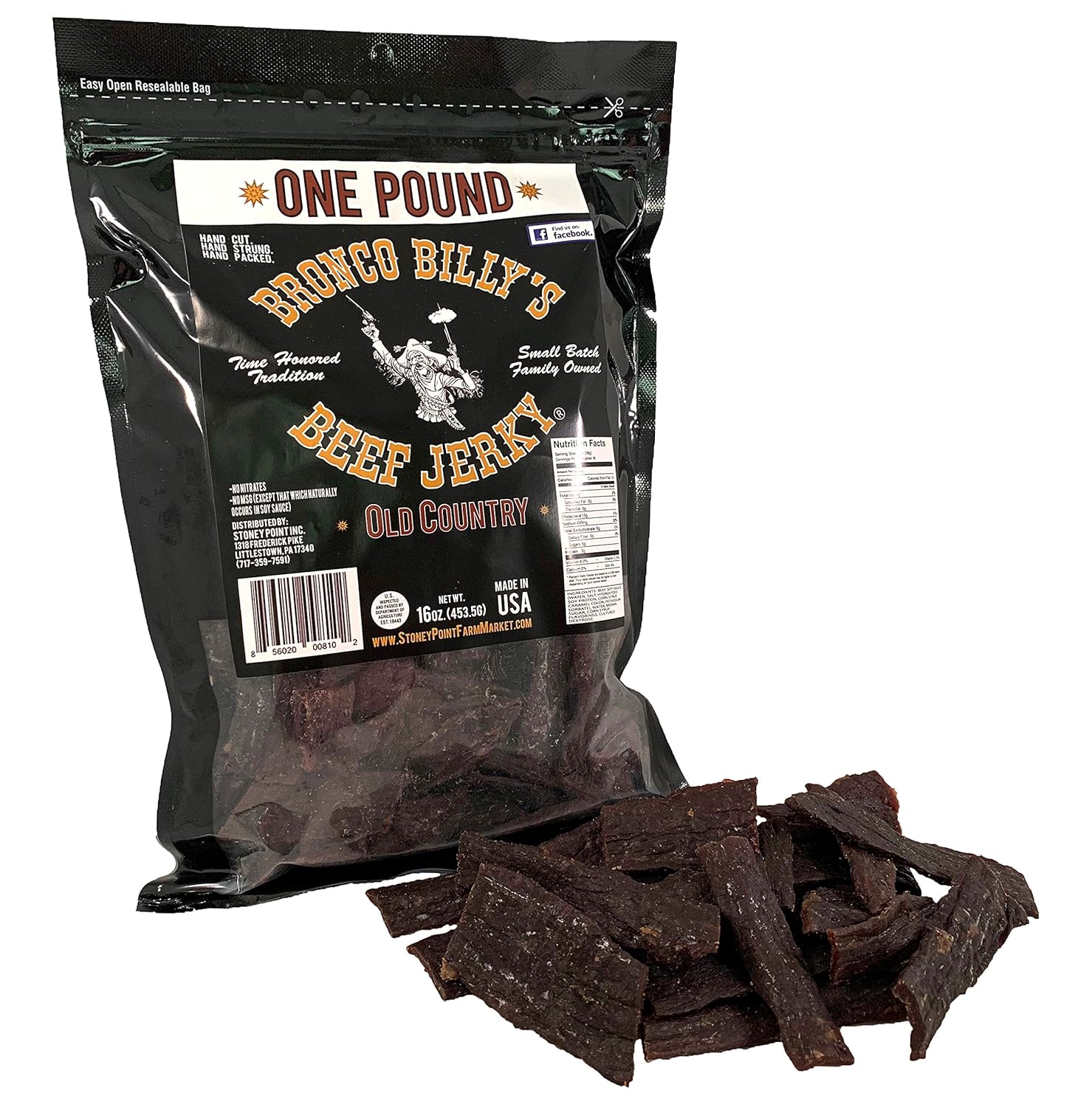 Bronco-Billy's-Beef-Jerky-Hickory-Smoked-Old-Country-One-Pound-Resealable--Bag----1345