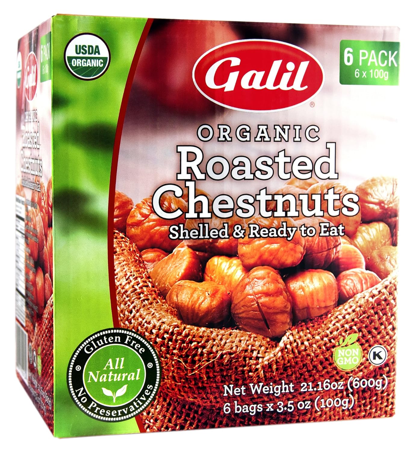 Galil-Castañas-tostadas-orgánicas,-bolsas-de-3.5-onzas-(paquete-948