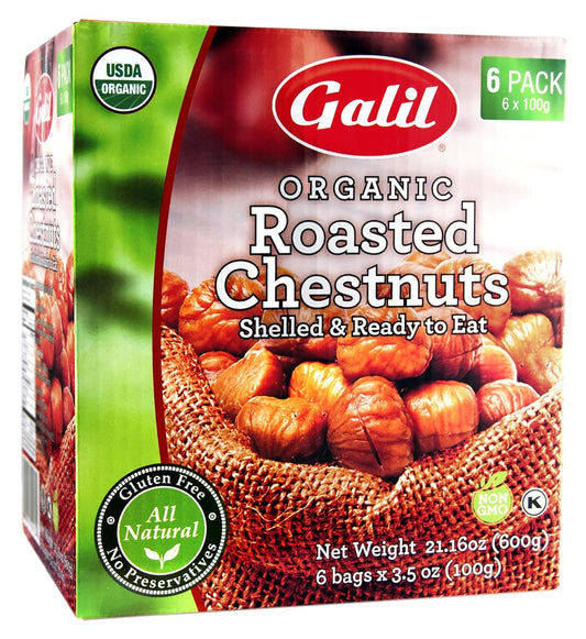 Galil-Castañas-tostadas-orgánicas,-bolsas-de-3.5-onzas-(paquete-948